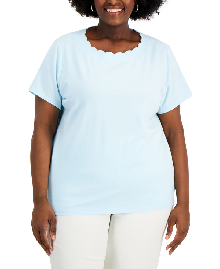 Anne Klein Plus Size Scalloped T-Shirt