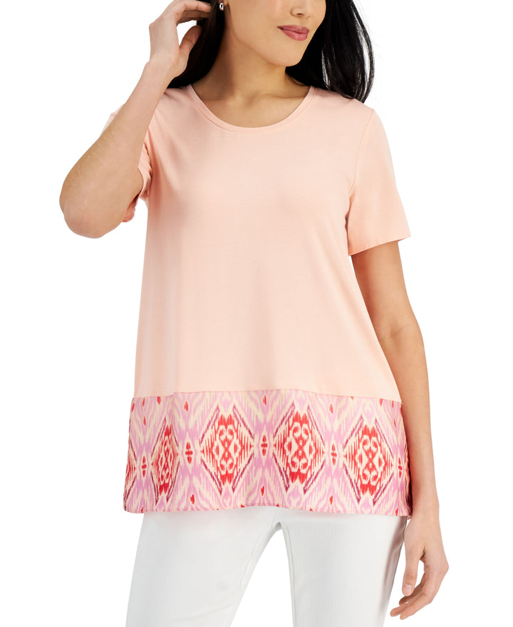 JM Collection Womens Border Print Top