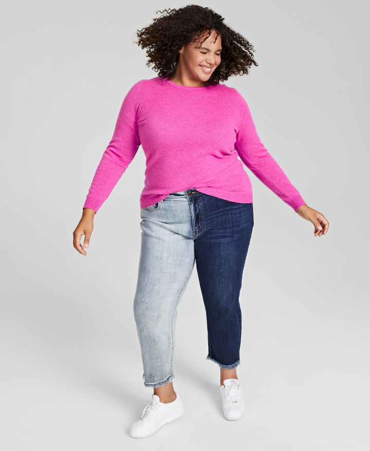 Plus Size 100% Cashmere Crewneck Sweater