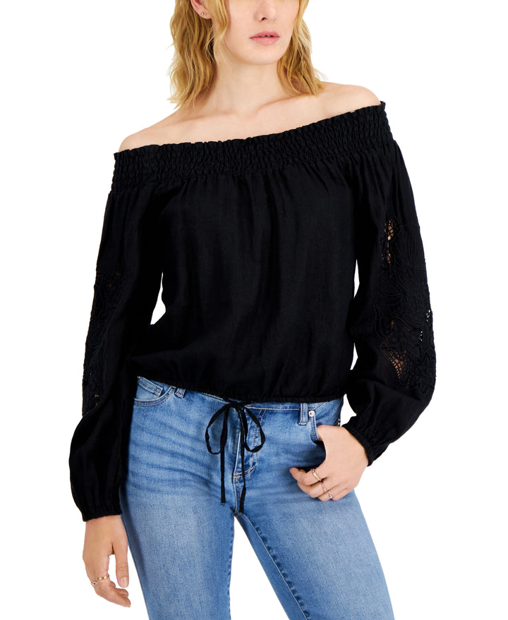 INC International Concepts Womens Linen Off The Shoulder Blouse