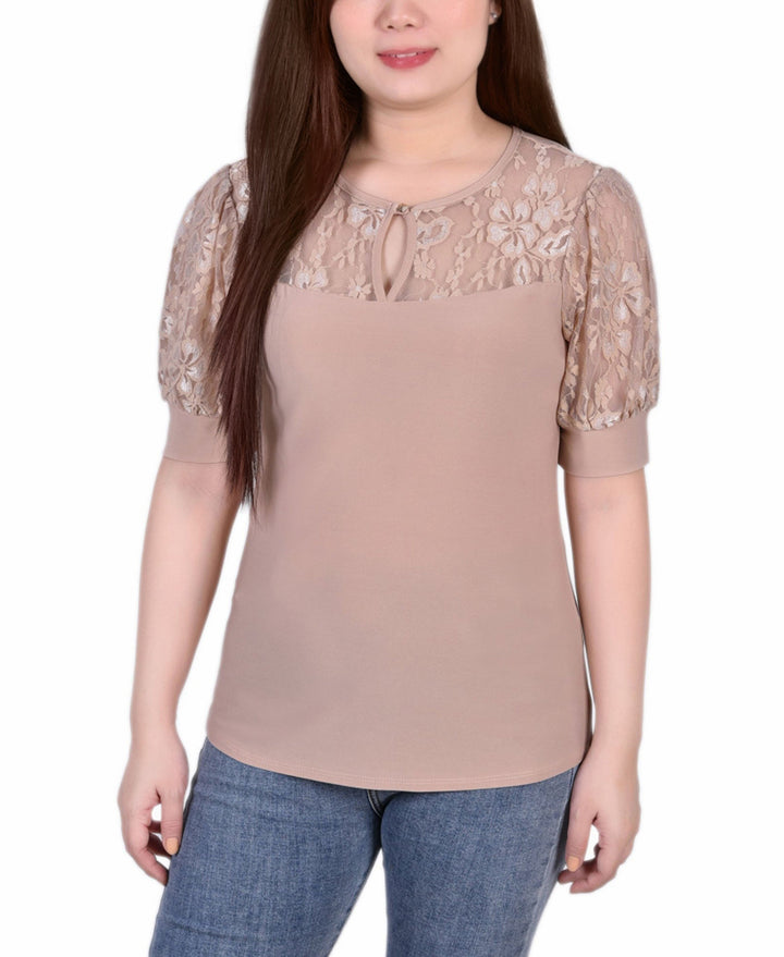 Petite Puff Sleeve Lace Top