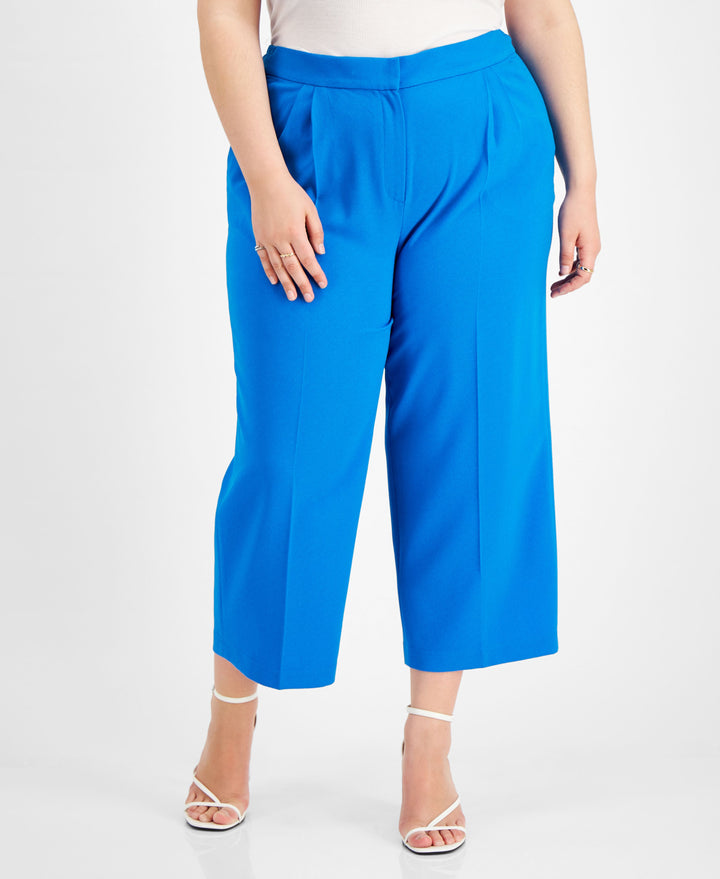 Bar III Plus Size Textured Crepe Culotte Pants