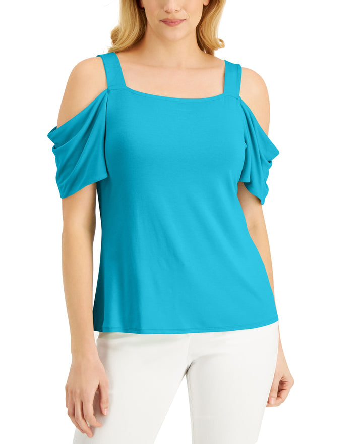 JM Collection Petite Cold Shoulder Top