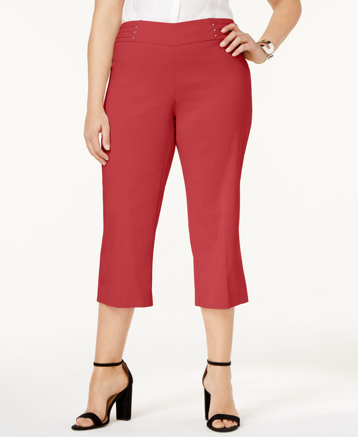 Plus Size Tummy Control Pull-On Capri Pants
