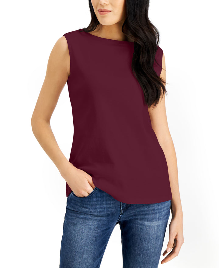 Karen Scott Cotton Boat Neck Tank Top
