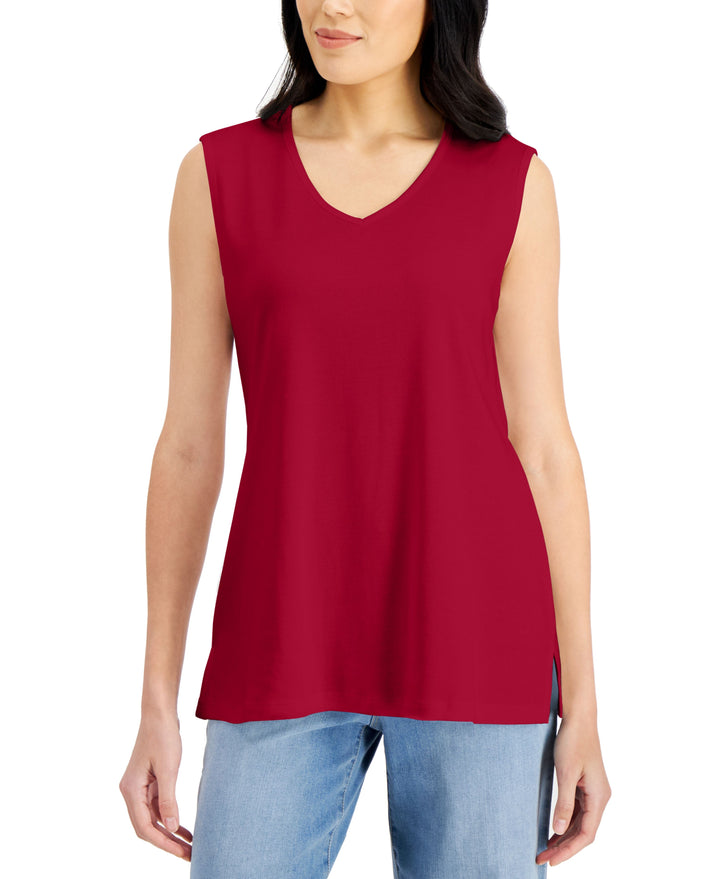 Karen Scott V Neck Cotton Tunic Tank Top