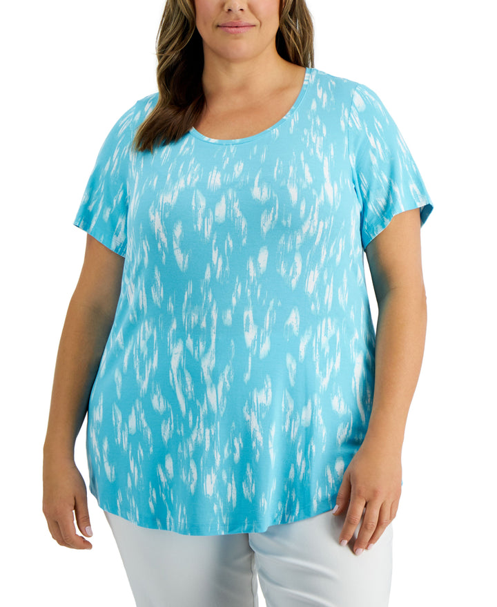 JM Collection Plus Size Wispy Print Top