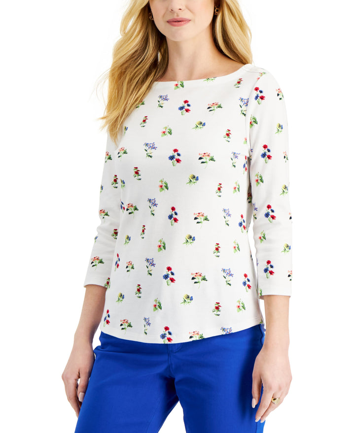 Charter Club Cotton Dot Print Top