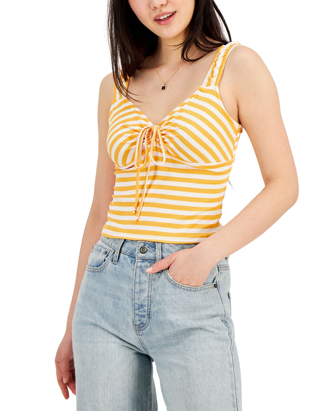 Juniors' Cinch-Front Tank Top