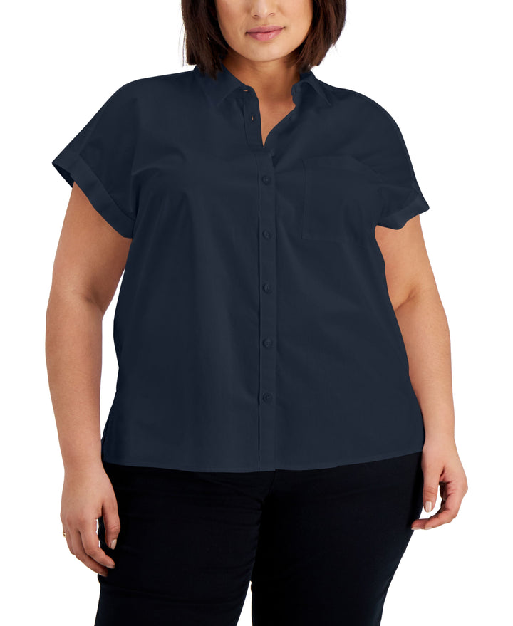 Style & Co Plus Size Cotton Camp Shirt