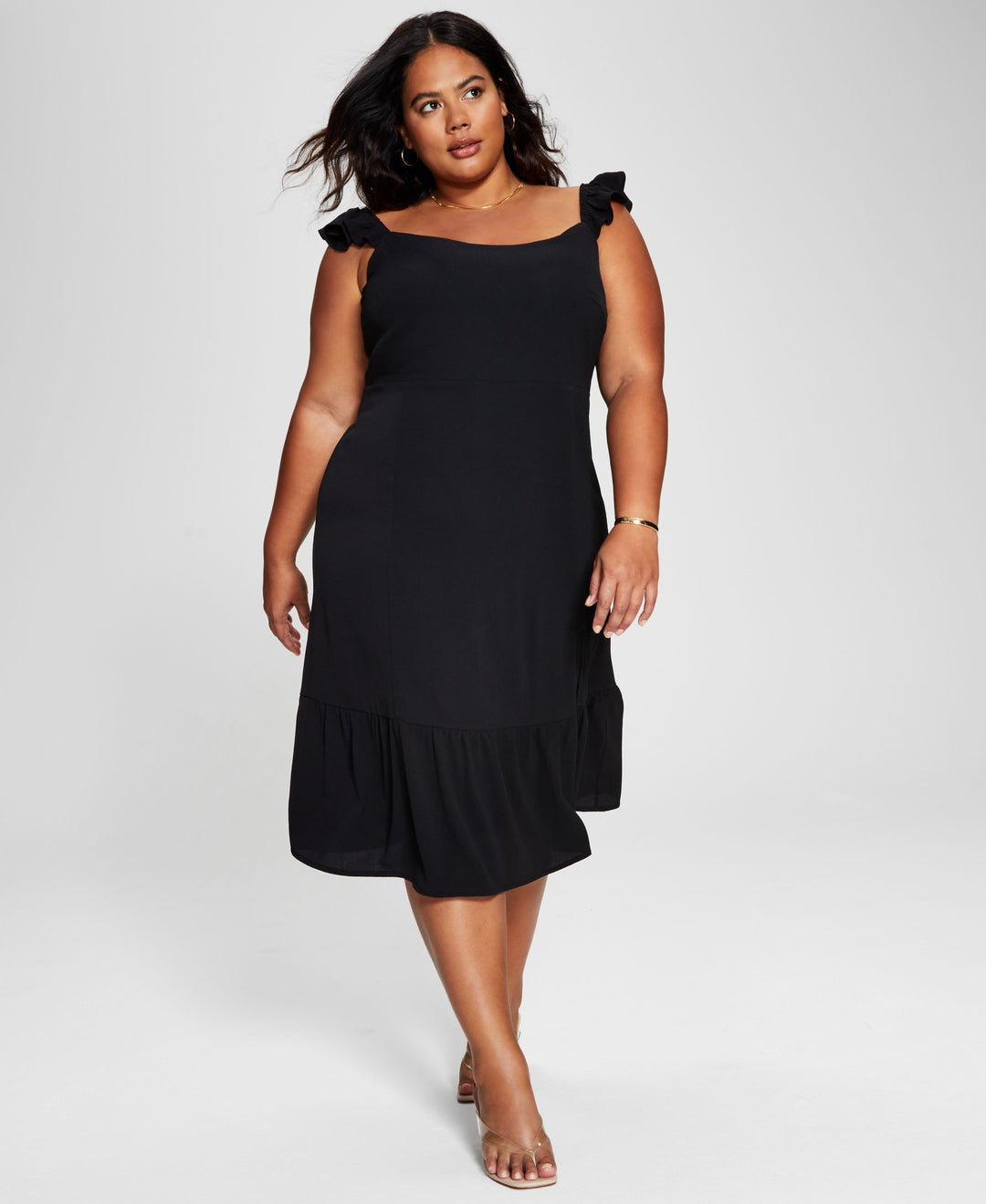 Now This Trendy Plus Size Flutter Sleeve Midi Dress