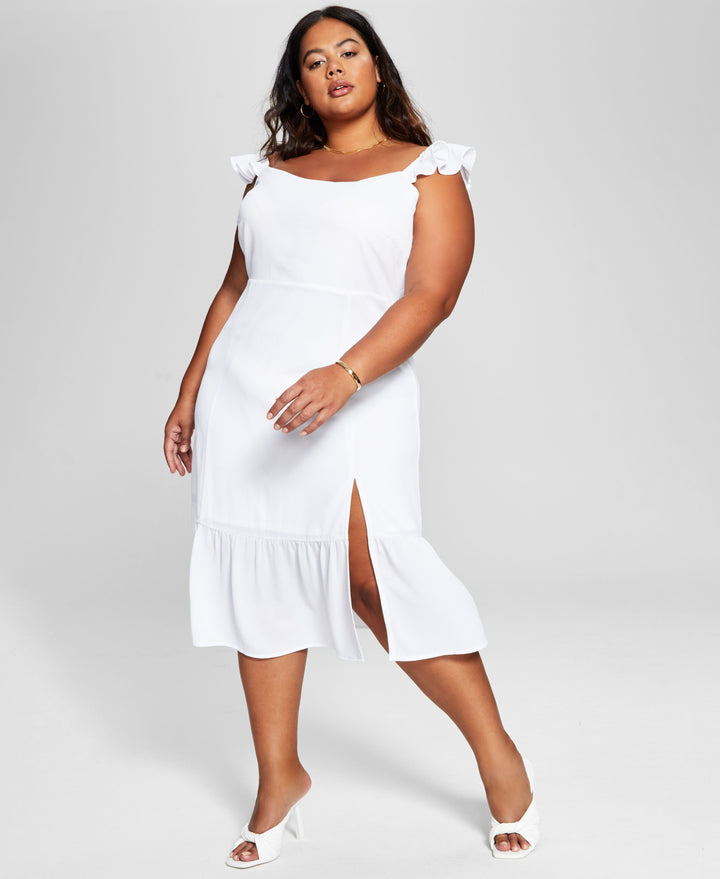Now This Trendy Plus Size Flutter Sleeve Midi Dress