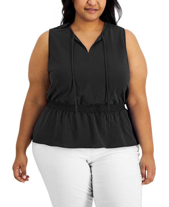 Alfani Plus Size Smocked Waist Top
