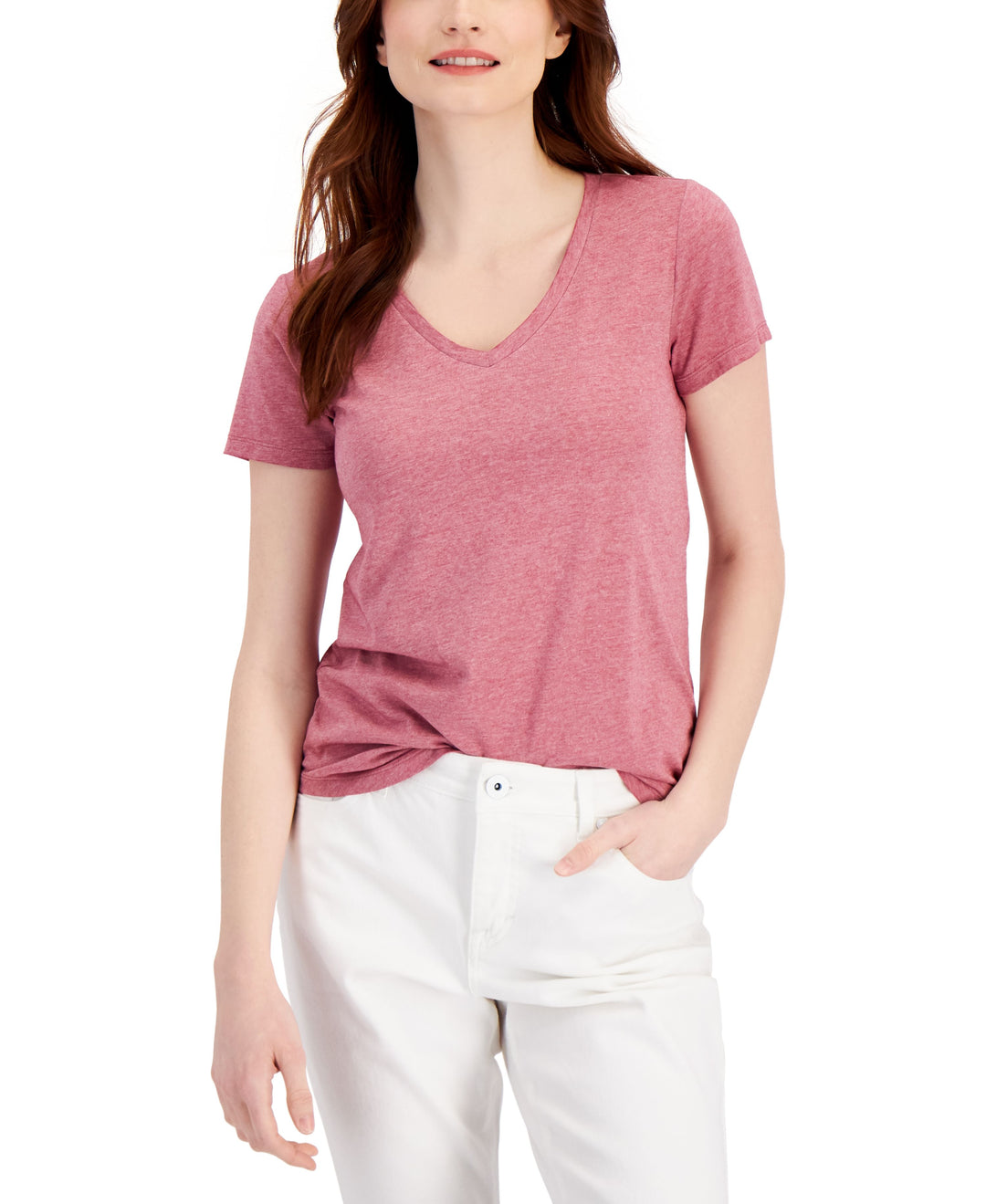 Style & Co Burnout V Neck T-Shirt