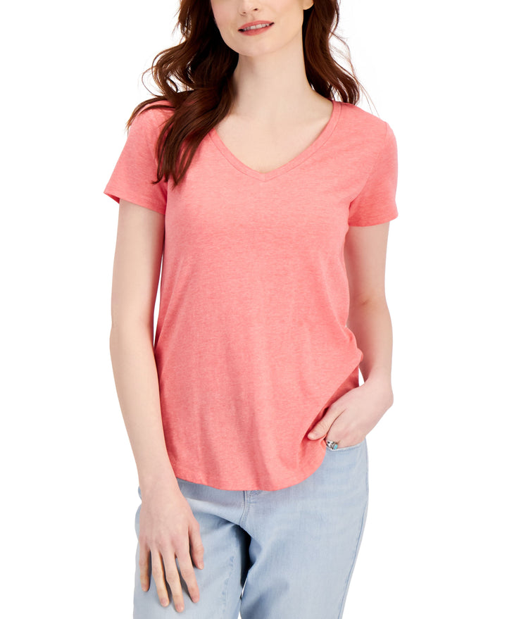 Style & Co Petite Burnout V Neck T-Shirt