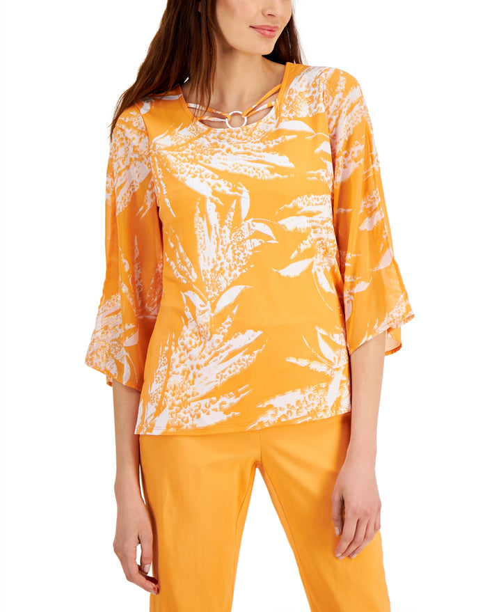 JM Collection Petite Printed O Ring Top