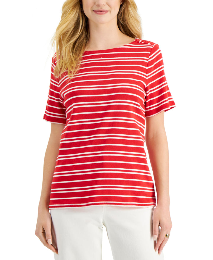 Charter Club Womens Cotton Striped Top