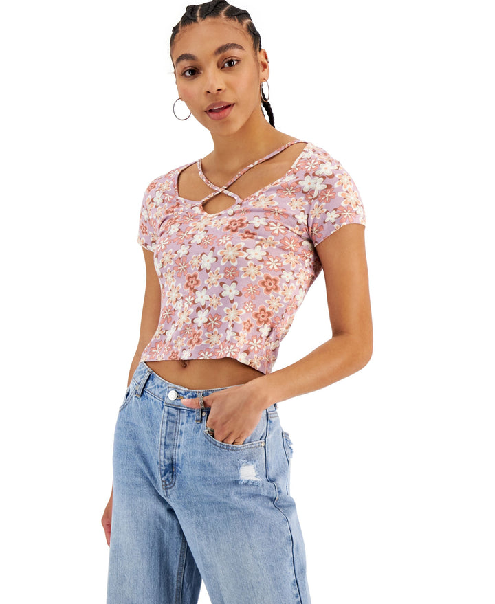 Juniors' Criss-Cross T-Shirt