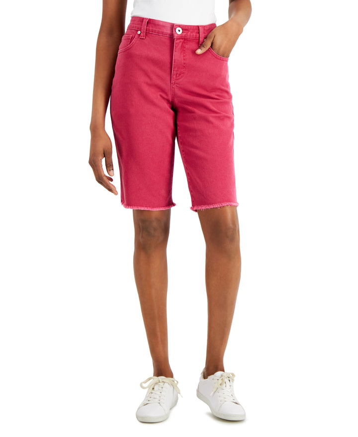 Style & Co Petite Mid Rise Raw Hem Bermuda Shorts