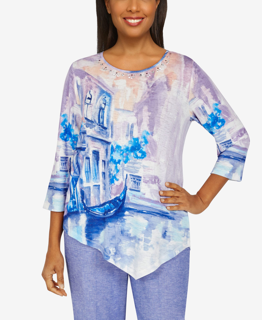 Petite Size Ann Arbor Italian Scenic Asymmetrical Top