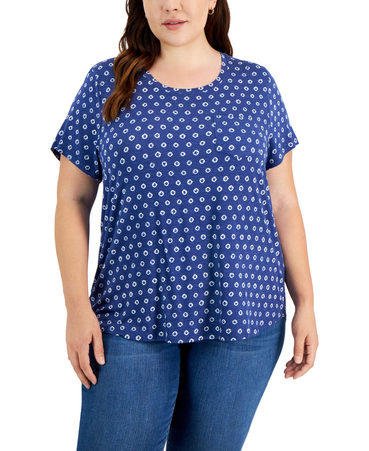 Style & Co Plus Size Drapey One Pocket T-Shirt
