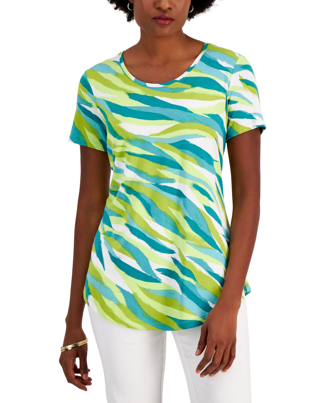 JM Collection Petite Lagoon Ripple Top