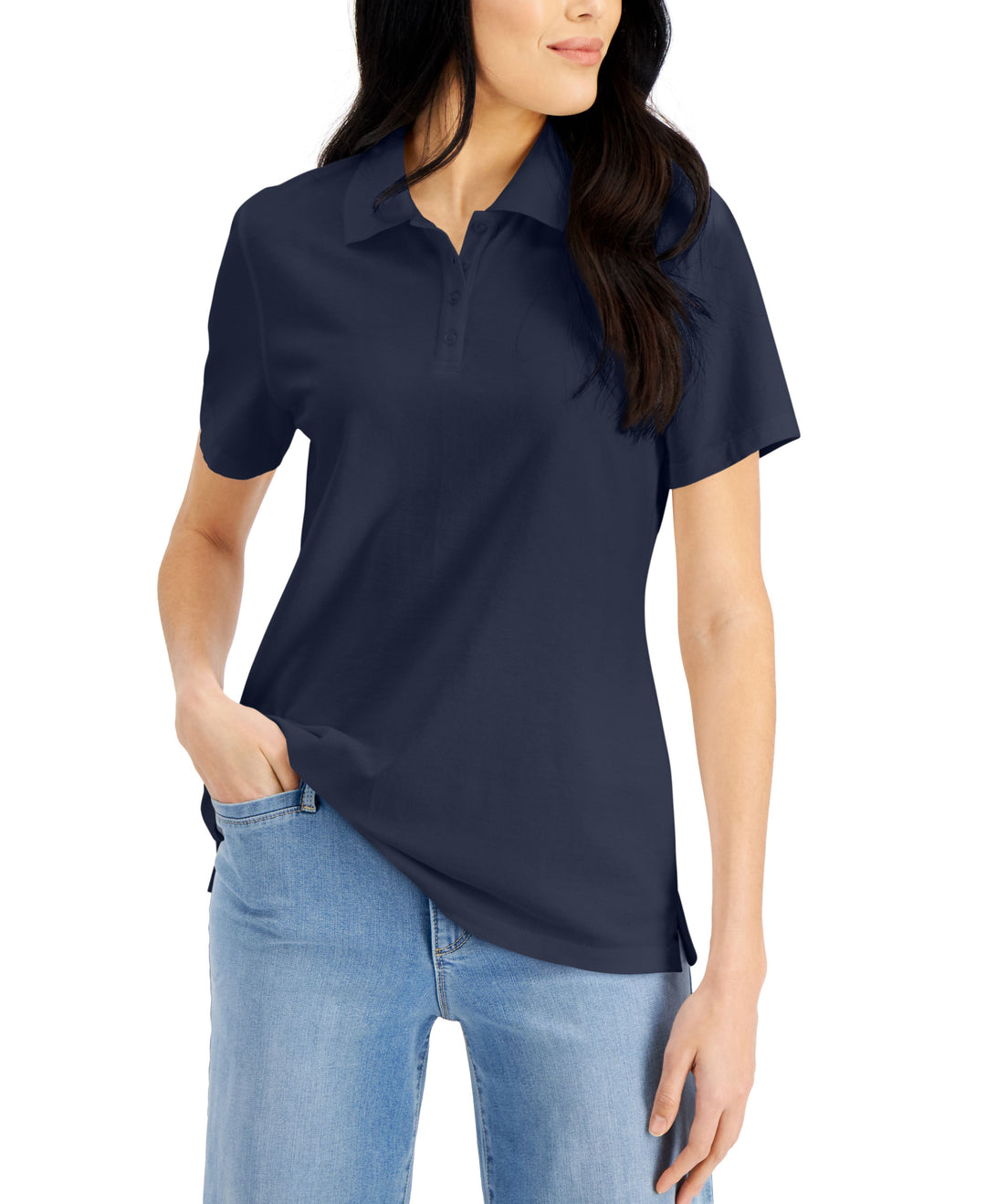 Karen Scott Petite Knit Cotton Polo