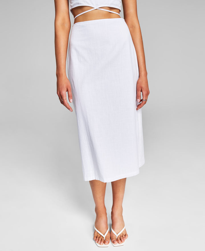 Now This Trendy Plus Size Side Slit Midi Skirt