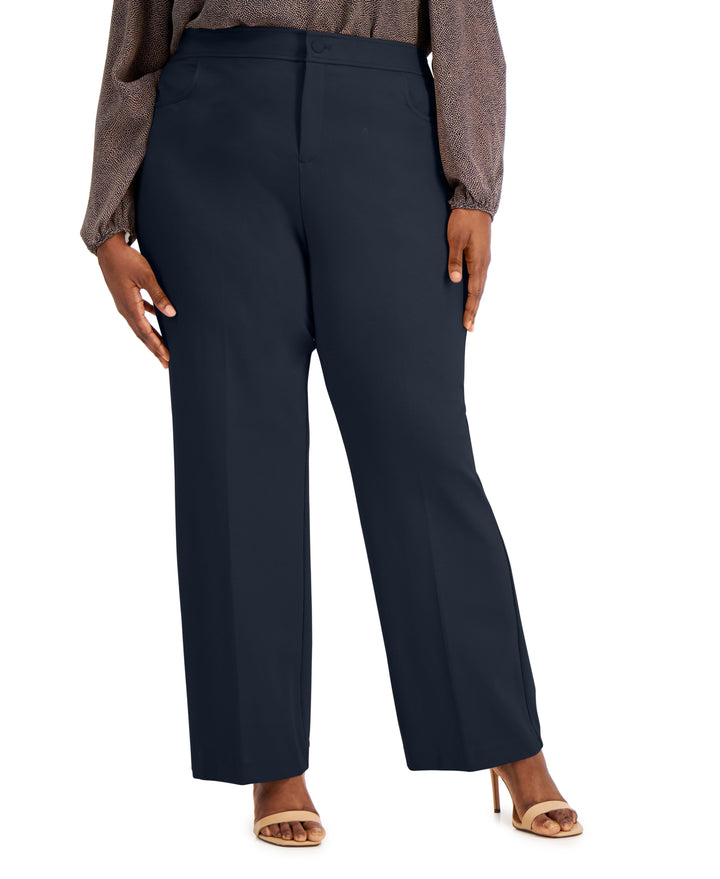 Anne Klein Plus Size Solid Flare Leg Pants