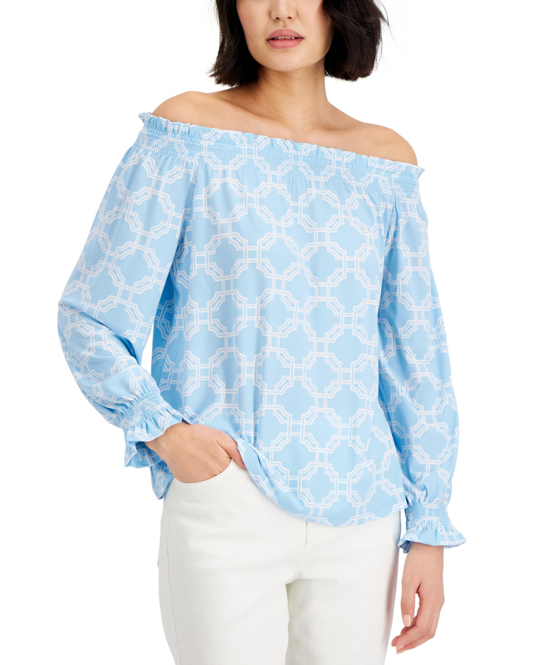 Charter Club Off The Shoulder Printed Top
