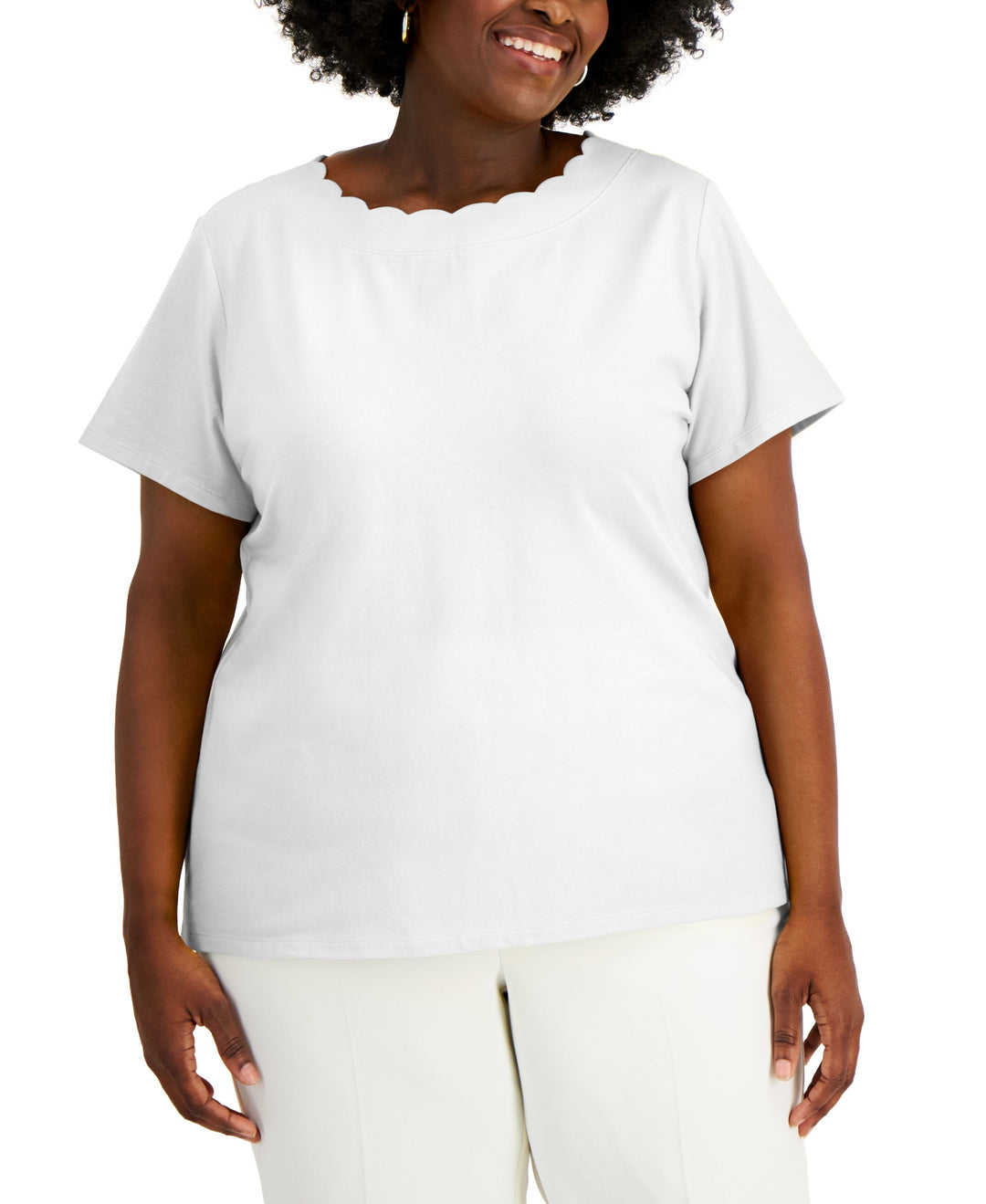 Anne Klein Plus Size Scalloped T-Shirt