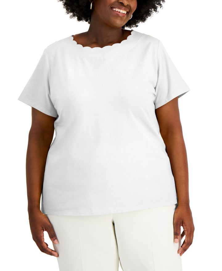 Anne Klein Plus Size Scalloped T-Shirt