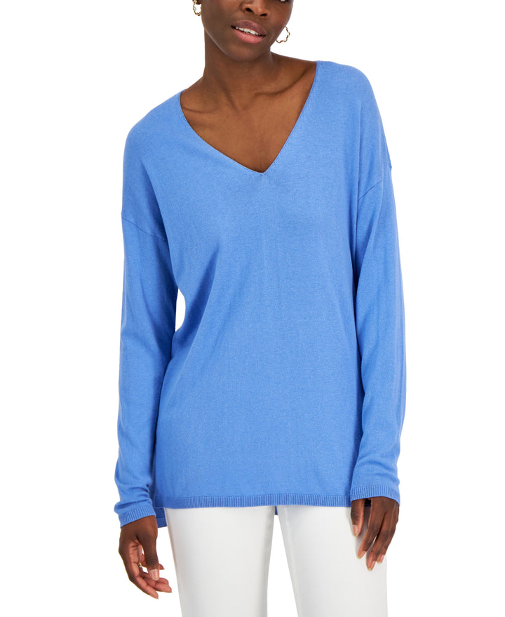 International Concepts Womens Solid V Neck Sweater