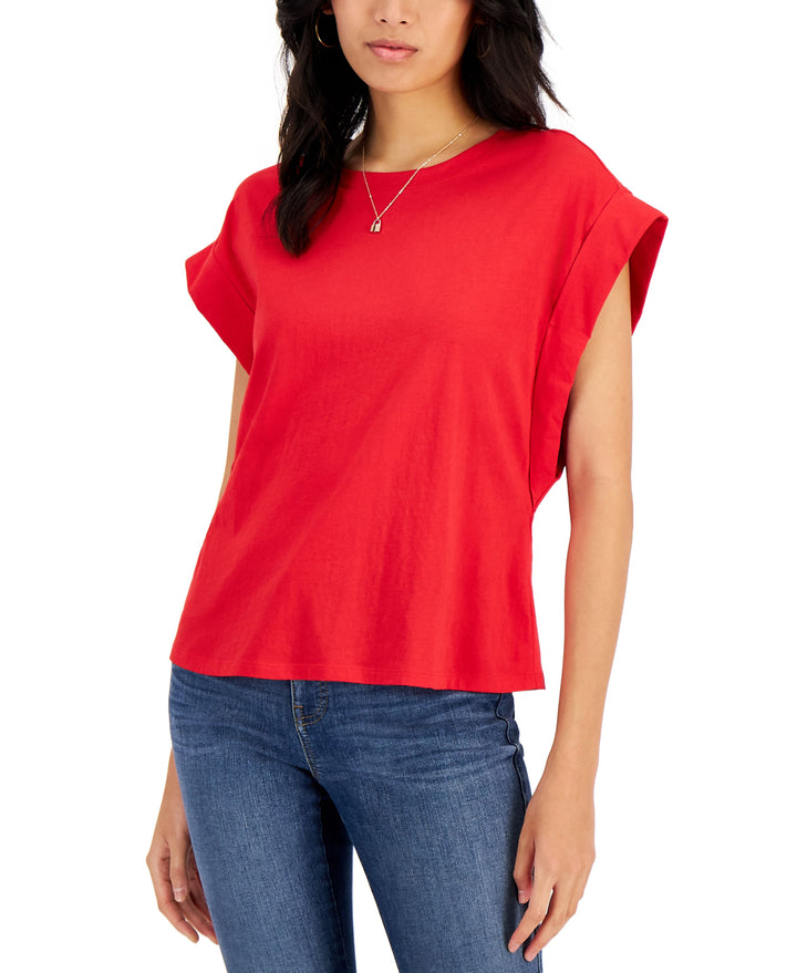 INC International Concepts Womens Rolled Sleeve T-Shirt