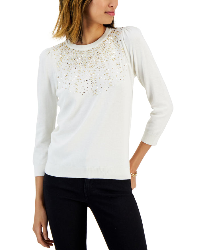 Charter Club Womens Embellished Sweater