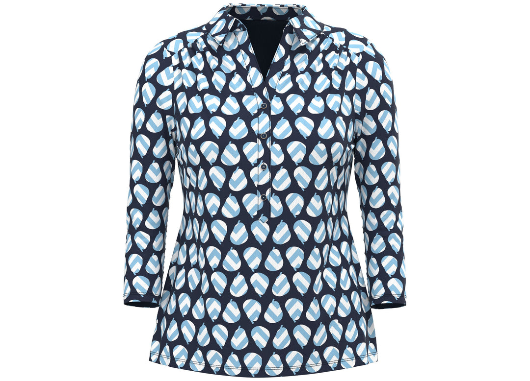 Charter Club Womens Printed Quarter Button Top