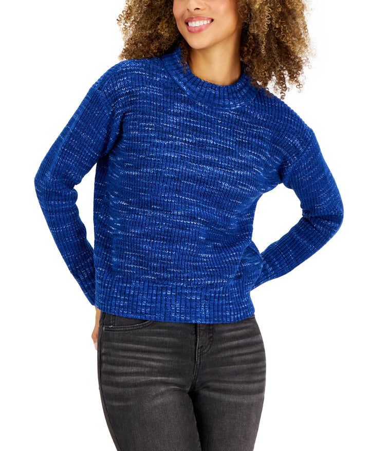 Style & Co Petite Space Dye Crewneck Pullover Sweater