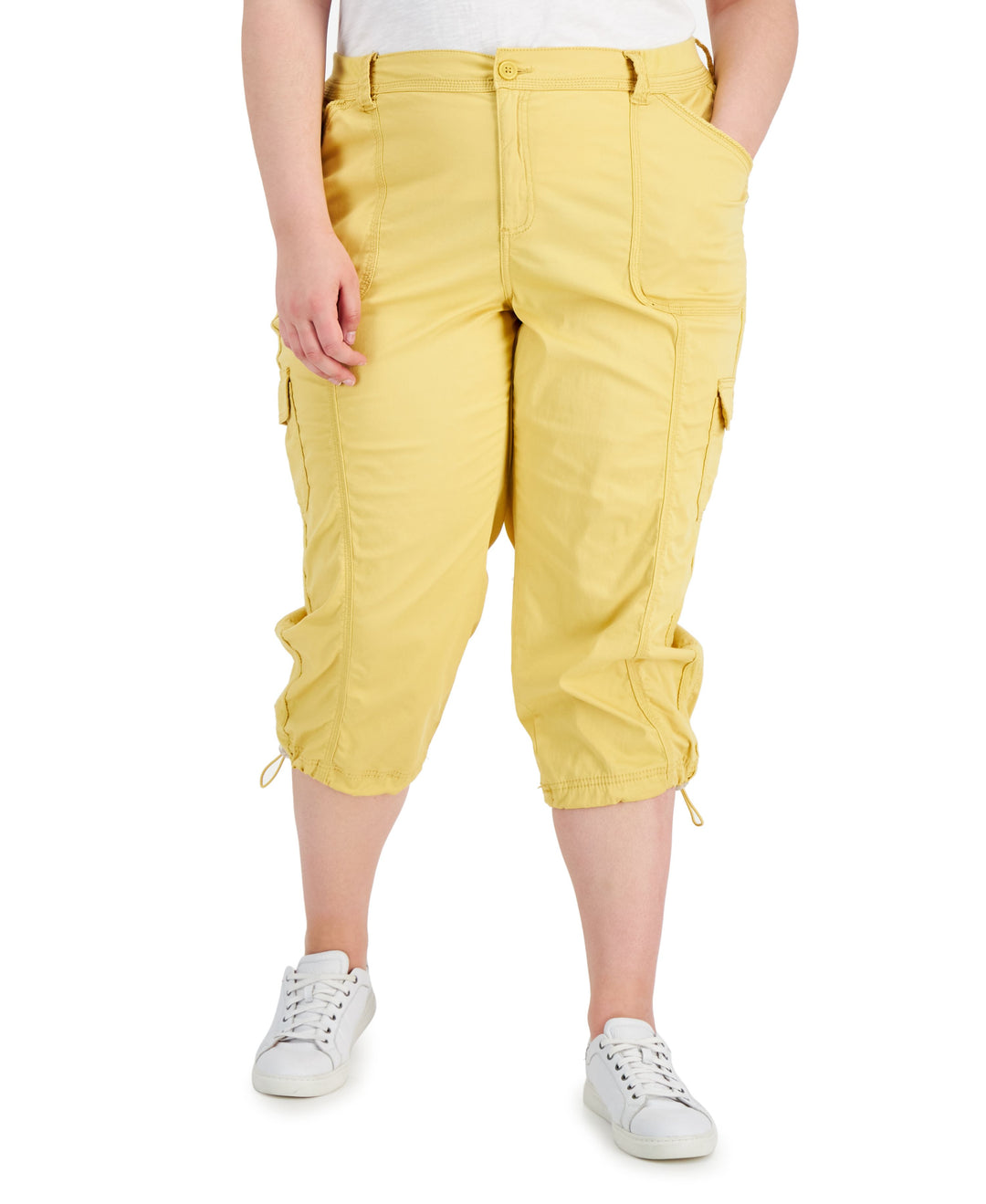 Plus Size Bungee-Hem Capri Pants