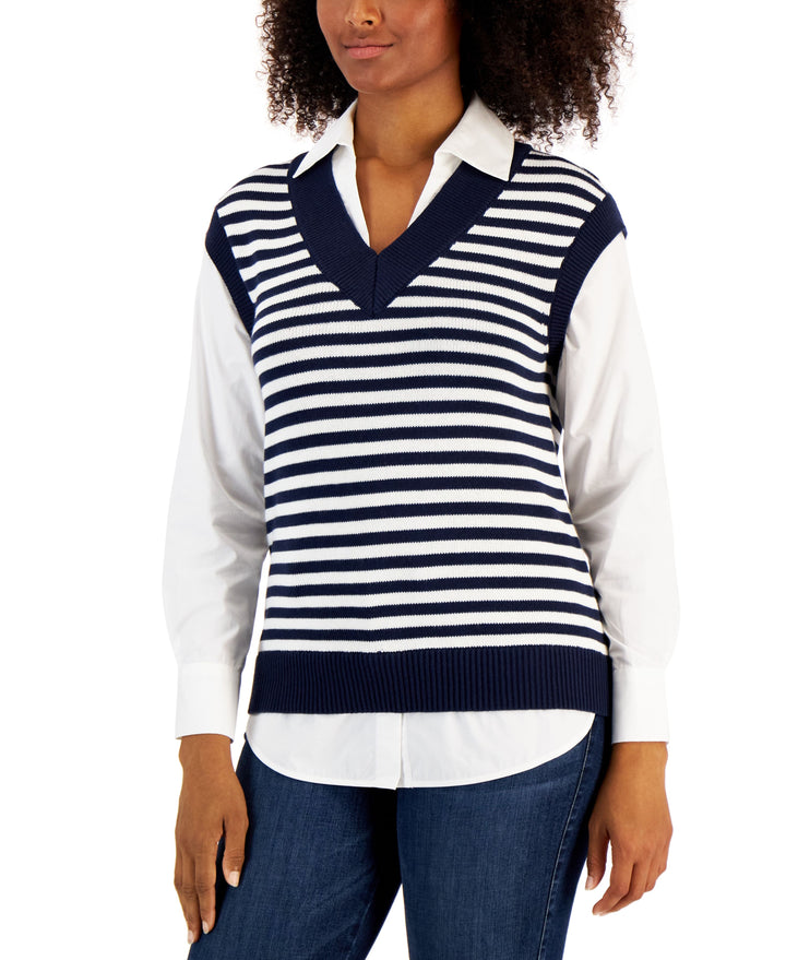 Charter Club Womens Layered Sweater Vest Shirt