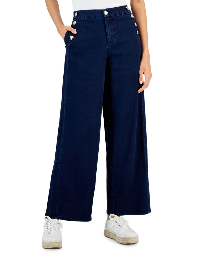Charter Club Womens Sailor Button Wide Leg Jeans
