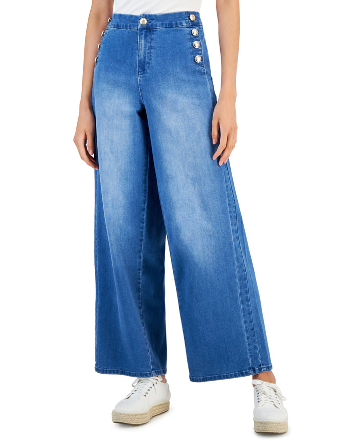 Charter Club Womens Sailor Button Wide Leg Jeans