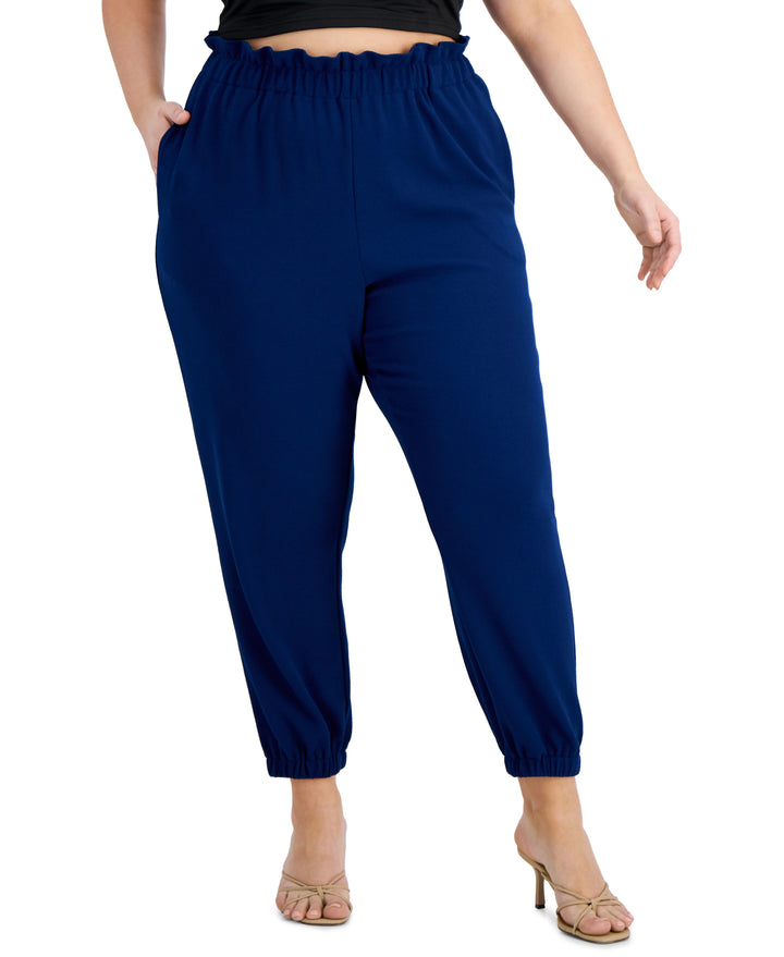 Bar III Trendy Plus Size Paperbag Waist Jogger Pants