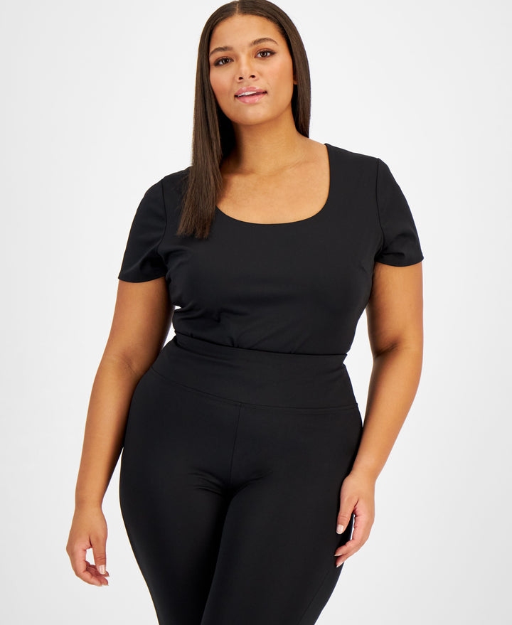 Trendy Plus Size Sculpting Short-Sleeve Bodysuit