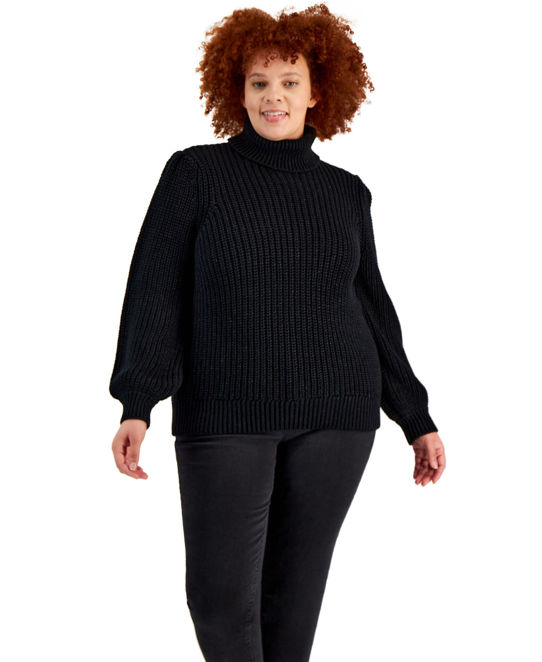 INC International Concepts Plus Size Ribbed Turtleneck Sweater