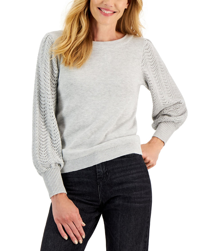 Charter Club Pointelle Blouson Sleeve Sweater