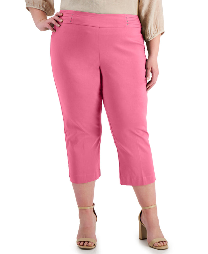 Plus Size Tummy Control Pull-On Capri Pants