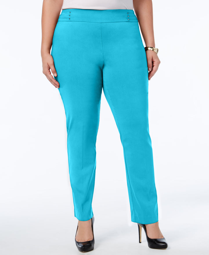 Plus Size Tummy Control Pull-On Slim-Leg Pants