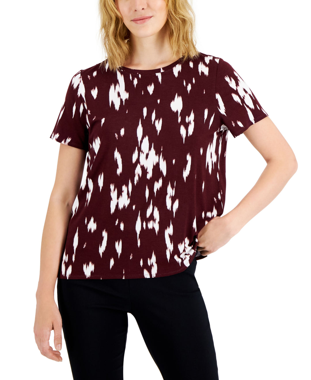 Petite Printed Step-Hem Top