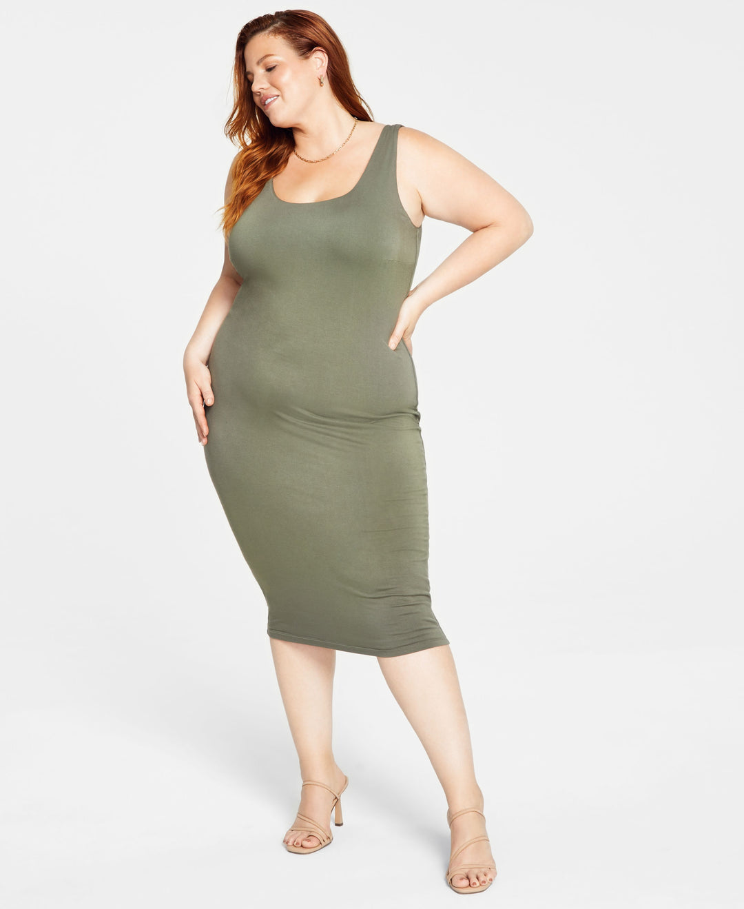 Trendy Plus Size Sleeveless Bodycon Midi Dress