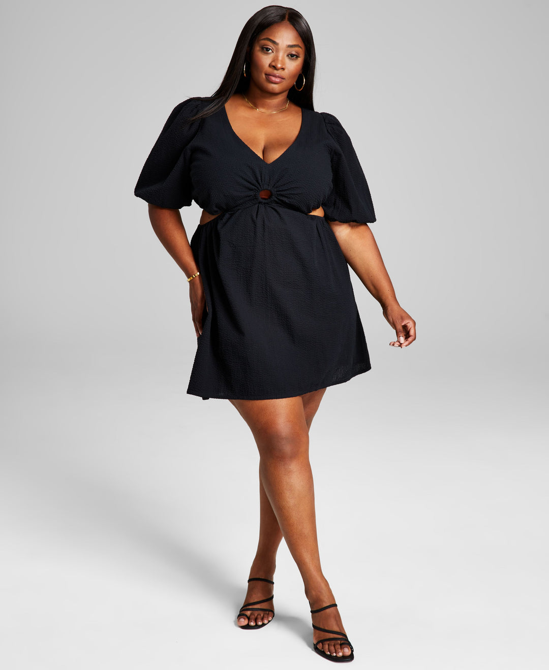 And Now This Trendy Plus Size Keyhole Mini Dress